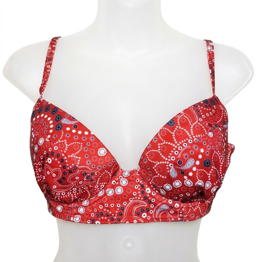 Joe Fresh Paisley Bandana Underwire Bikini Top Red Black White